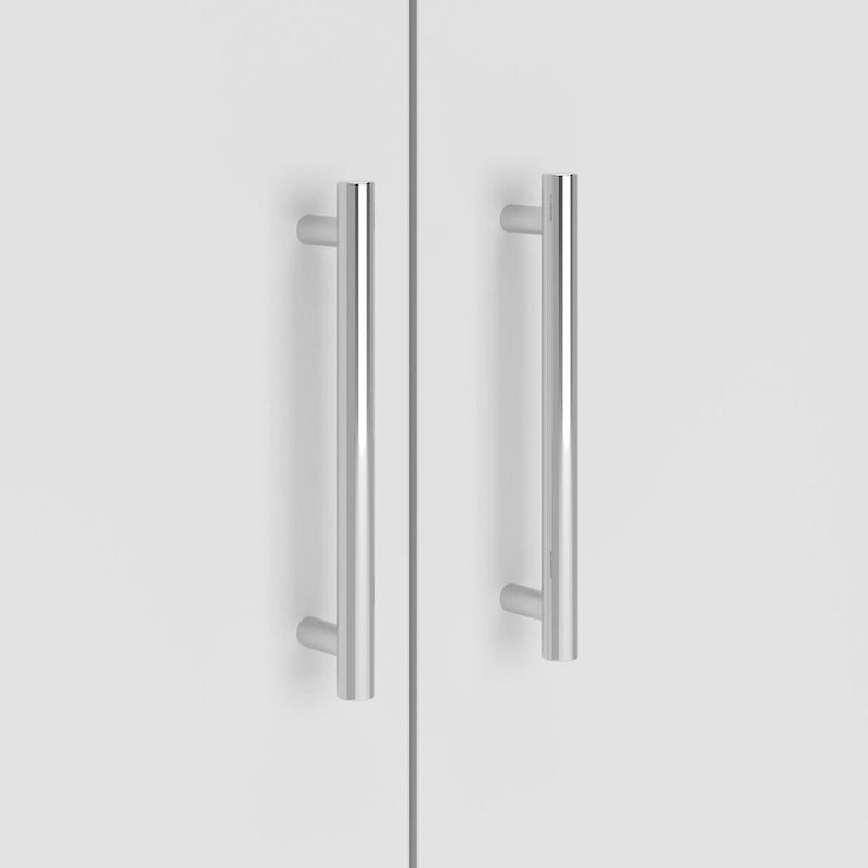 Armario de almacenamiento alto con puertas blanco/gris ceniza – 2 puertas, 4 estantes