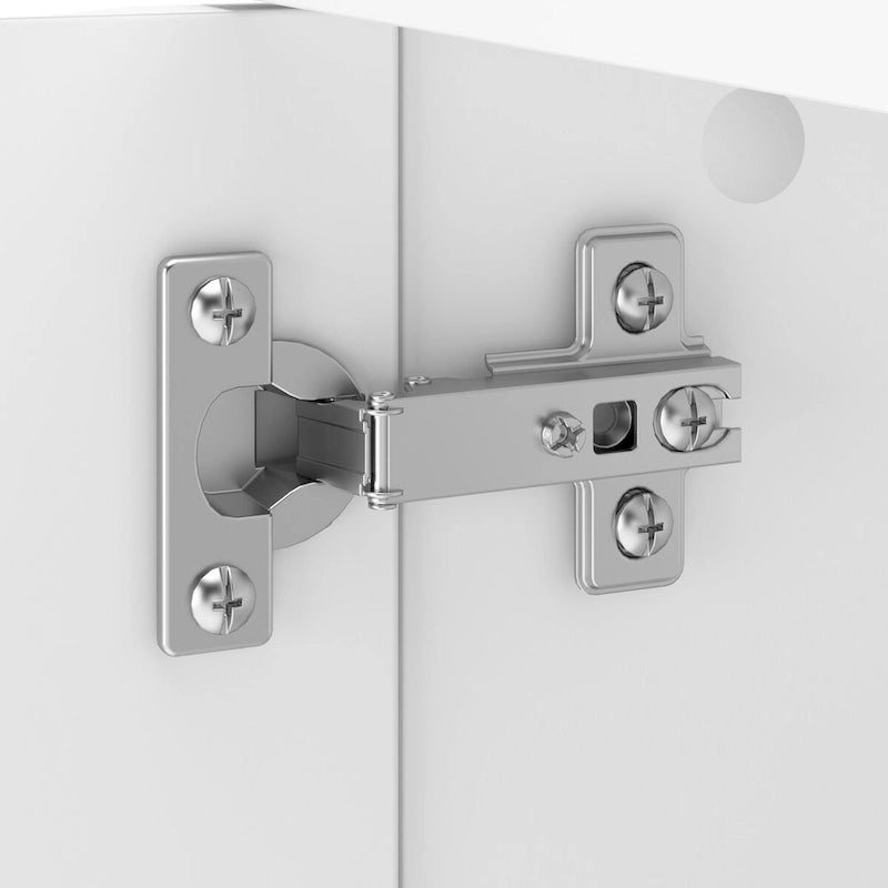 Armario de almacenamiento alto con puertas blanco/gris ceniza – 2 puertas, 4 estantes