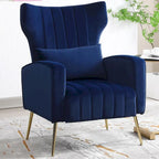Sillón orejero de terciopelo amarillo/beige/negro/azul marino/verde azulado con almohada, para 1 persona
