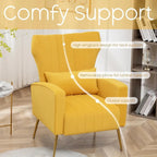Sillón orejero de terciopelo amarillo/beige/negro/azul marino/verde azulado con almohada, para 1 persona
