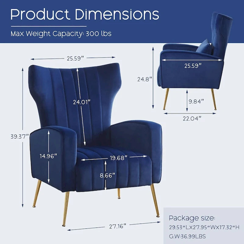 Sillón orejero de terciopelo amarillo/beige/negro/azul marino/verde azulado con almohada, para 1 persona