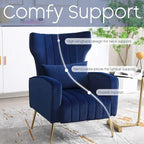 Sillón orejero de terciopelo amarillo/beige/negro/azul marino/verde azulado con almohada, para 1 persona