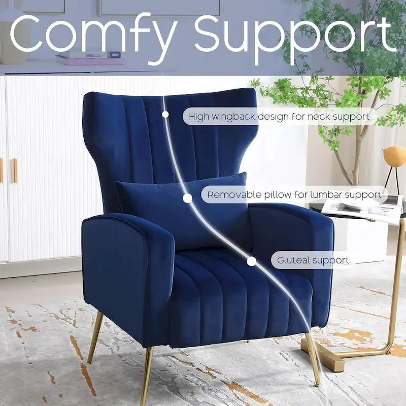 Sillón orejero de terciopelo amarillo/beige/negro/azul marino/verde azulado con almohada, para 1 persona