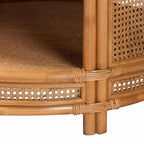 Mesa de centro redonda bohemia de ratán color miel claro