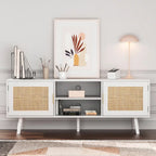 Mueble para TV de ratán blanco, apto para televisores de hasta 75"