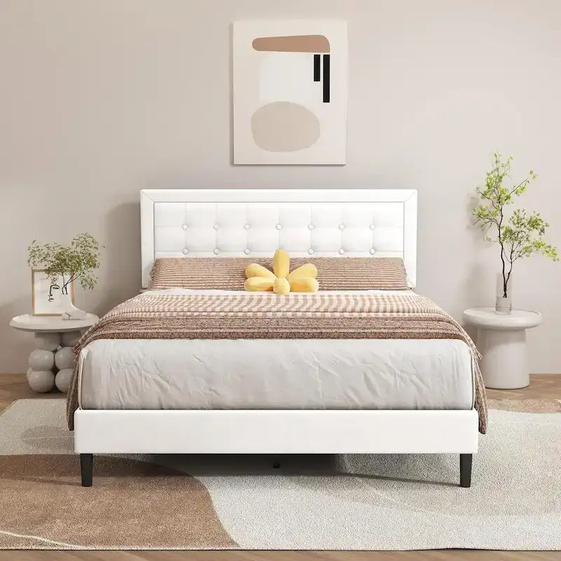 Estructura de cama tapizada con capitoné de terciopelo | Negro/Beige/Blanco/Rosa | Individual/Matrimonial/Queen/King | 1-2 personas