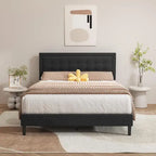 Estructura de cama tapizada con capitoné de terciopelo | Negro/Beige/Blanco/Rosa | Individual/Matrimonial/Queen/King | 1-2 personas