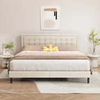 Estructura de cama tapizada con capitoné de terciopelo | Negro/Beige/Blanco/Rosa | Individual/Matrimonial/Queen/King | 1-2 personas
