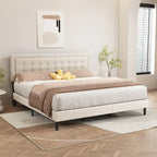 Estructura de cama tapizada con capitoné de terciopelo | Negro/Beige/Blanco/Rosa | Individual/Matrimonial/Queen/King | 1-2 personas