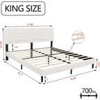 Estructura de cama tapizada con capitoné de terciopelo | Negro/Beige/Blanco/Rosa | Individual/Matrimonial/Queen/King | 1-2 personas