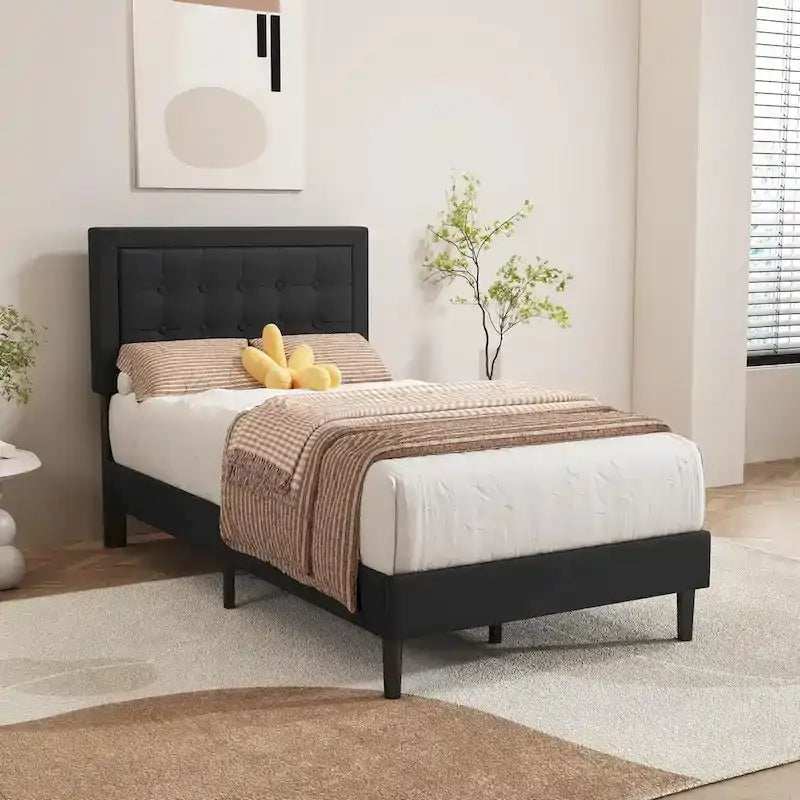 Estructura de cama tapizada con capitoné de terciopelo | Negro/Beige/Blanco/Rosa | Individual/Matrimonial/Queen/King | 1-2 personas