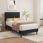 Estructura de cama tapizada con capitoné de terciopelo | Negro/Beige/Blanco/Rosa | Individual/Matrimonial/Queen/King | 1-2 personas