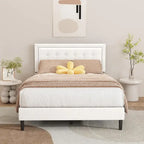 Estructura de cama tapizada con capitoné de terciopelo | Negro/Beige/Blanco/Rosa | Individual/Matrimonial/Queen/King | 1-2 personas