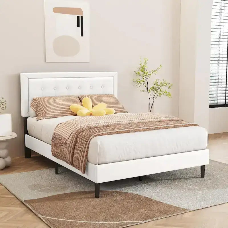 Estructura de cama tapizada con capitoné de terciopelo | Negro/Beige/Blanco/Rosa | Individual/Matrimonial/Queen/King | 1-2 personas