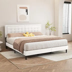 Estructura de cama tapizada con capitoné de terciopelo | Negro/Beige/Blanco/Rosa | Individual/Matrimonial/Queen/King | 1-2 personas