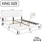 Estructura de cama tapizada con capitoné de terciopelo | Negro/Beige/Blanco/Rosa | Individual/Matrimonial/Queen/King | 1-2 personas