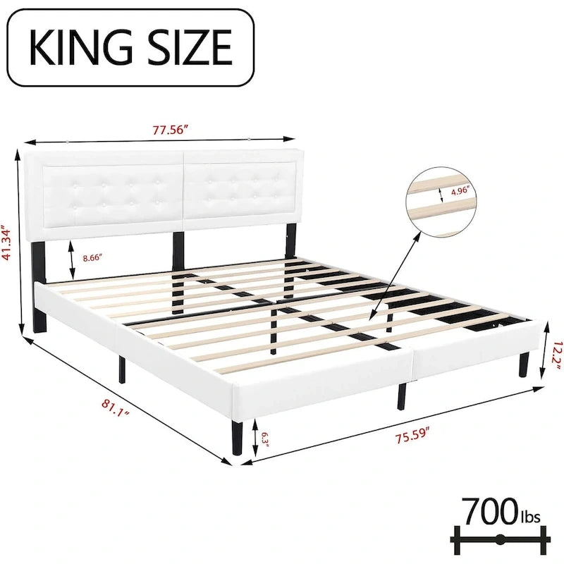 Estructura de cama tapizada con capitoné de terciopelo | Negro/Beige/Blanco/Rosa | Individual/Matrimonial/Queen/King | 1-2 personas