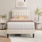 Estructura de cama tapizada con capitoné de terciopelo | Negro/Beige/Blanco/Rosa | Individual/Matrimonial/Queen/King | 1-2 personas