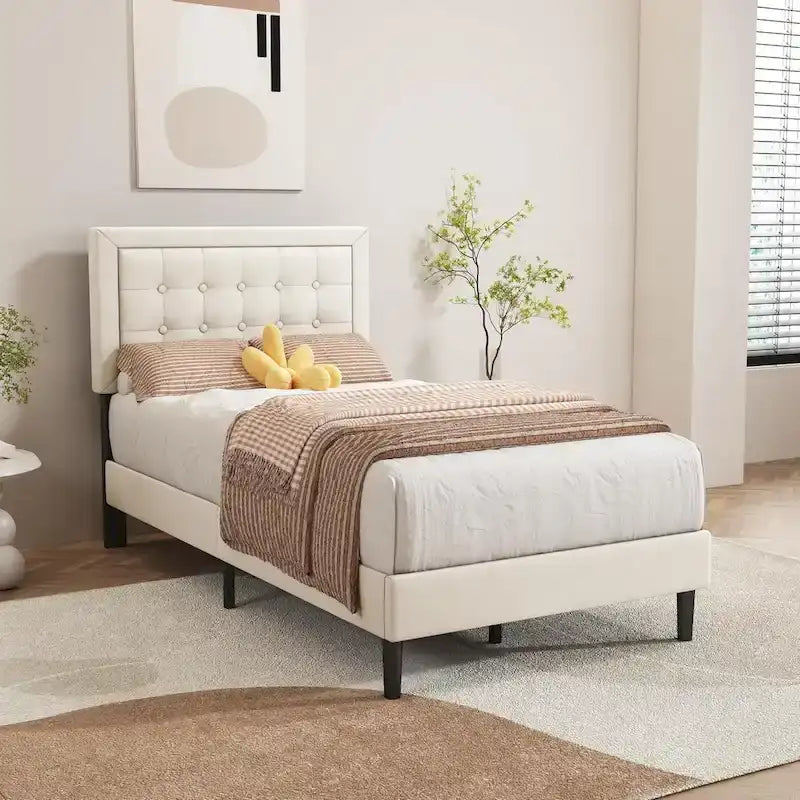 Estructura de cama tapizada con capitoné de terciopelo | Negro/Beige/Blanco/Rosa | Individual/Matrimonial/Queen/King | 1-2 personas